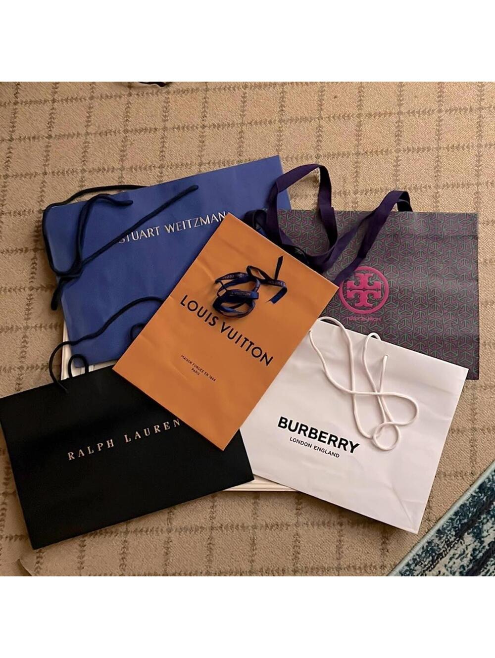 Designer shopping bags - set of 5 w Louis Vuitton Ribbon
